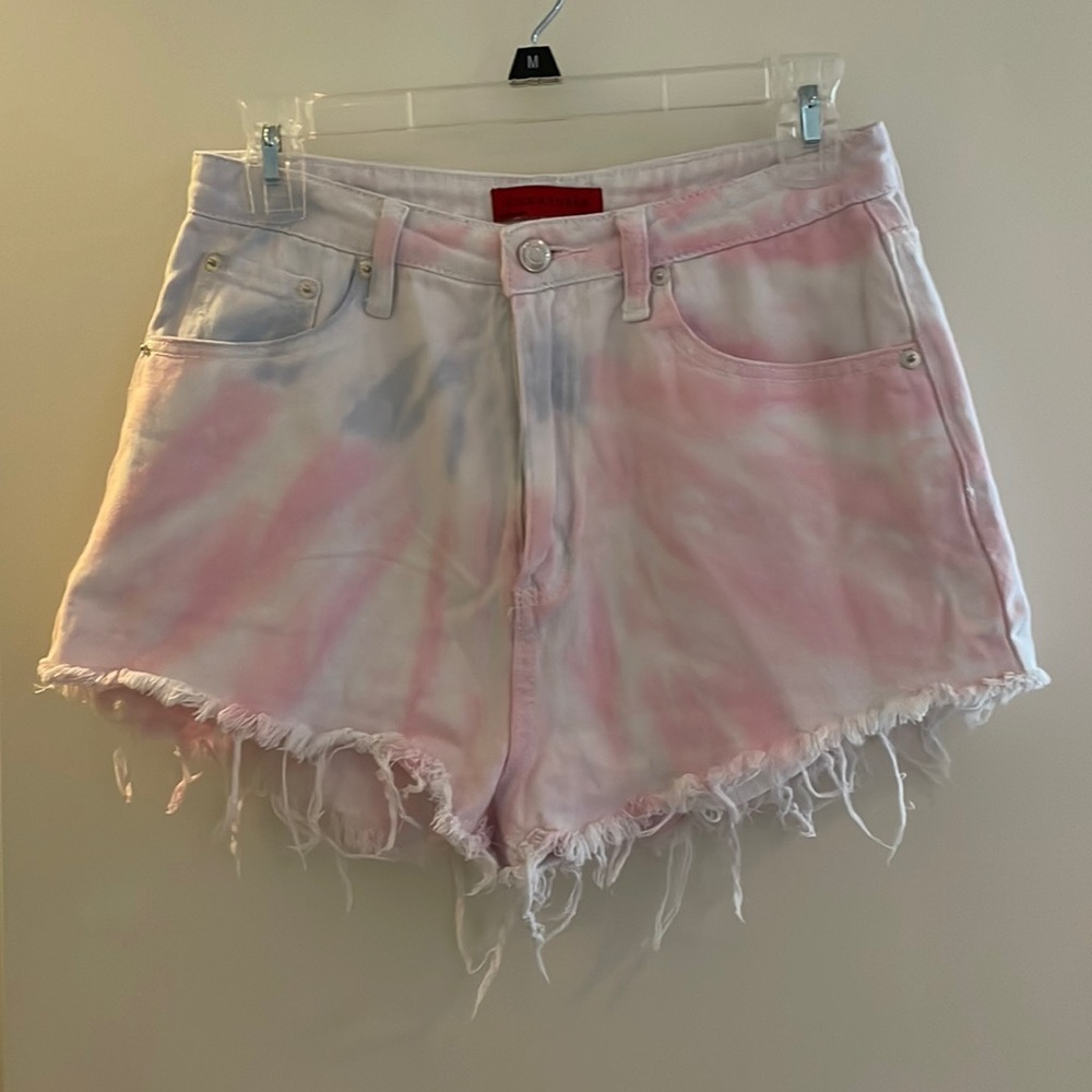Signature 8 Tie Dye Distressed Jean Shorts High Waisted